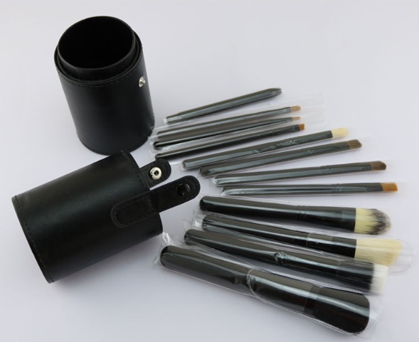 Niya supply 12 makeup sweep set cylinder set brush PU storage makeup tube beauty makeup hair brush eyebrow pencil - Image 4