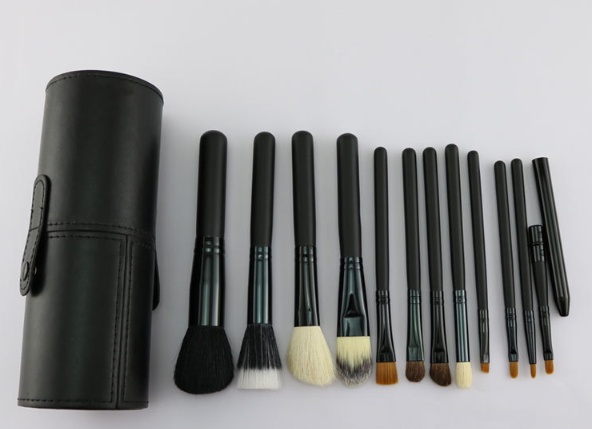 Niya supply 12 makeup sweep set cylinder set brush PU storage makeup tube beauty makeup hair brush eyebrow pencil - Image 5