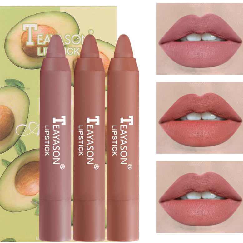 3 Packs Of Matte Lipstick Matte Velvet Lipstick Pen Bean Paste Milk Tea Color Lipstick Crayons Lipstick Students - Image 2