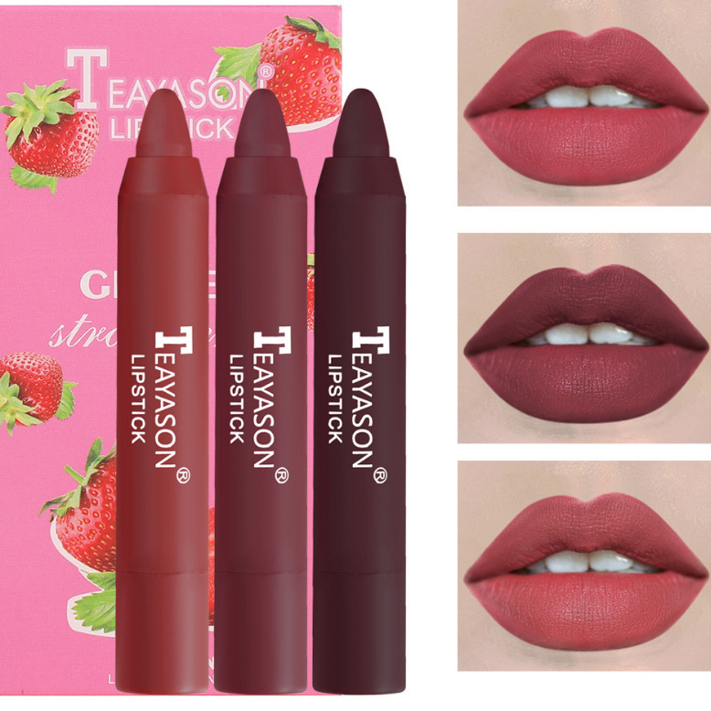 3 Packs Of Matte Lipstick Matte Velvet Lipstick Pen Bean Paste Milk Tea Color Lipstick Crayons Lipstick Students - Image 4