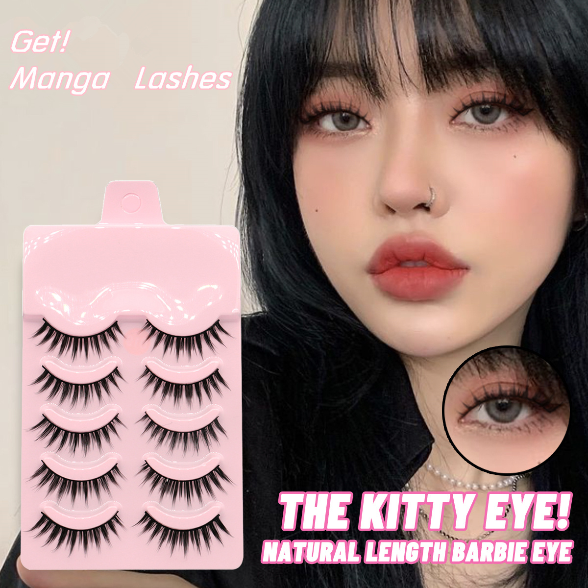 5 Pairs Manga Lashes New Arrival Anime Cosplay Natural Wispy Korean Makeup Artificial False Eyelashes - Image 2