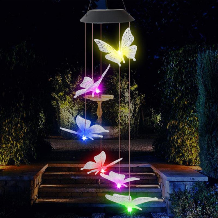 Solar Powered LED Wind Chime Light Hanging Color-Changing Yard Garden Butterfly Lamp Decor - Image 2