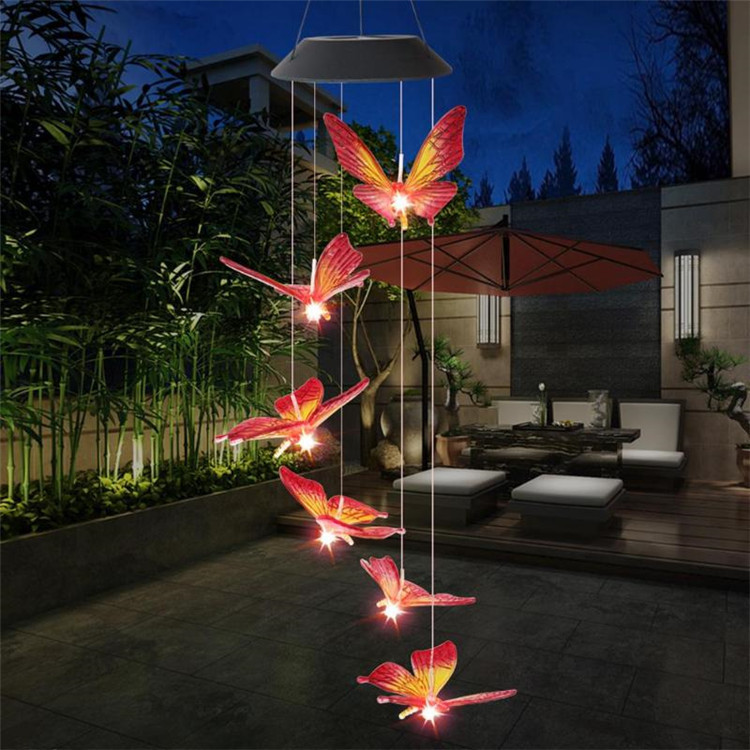 Solar Powered LED Wind Chime Light Hanging Color-Changing Yard Garden Butterfly Lamp Decor - Image 3