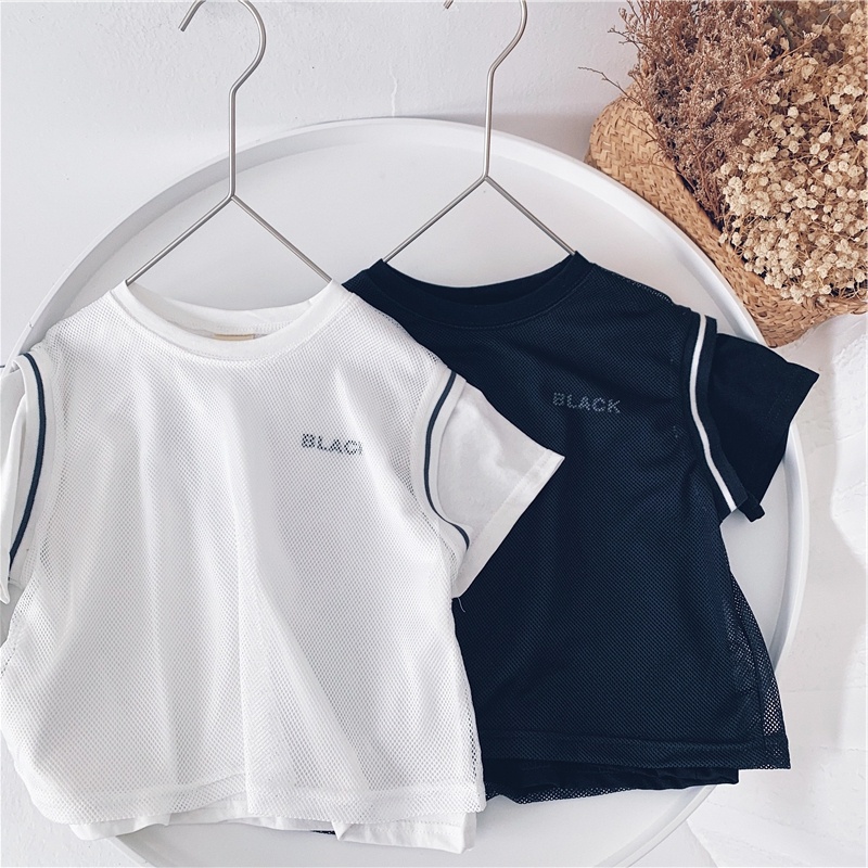 Boys' Short-Sleeved T-Shirts Loose Tops, Children'S Baby Letters, Hit The Color, Short-Sleeved Tide - Image 4