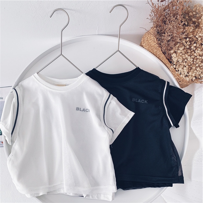 Boys' Short-Sleeved T-Shirts Loose Tops, Children'S Baby Letters, Hit The Color, Short-Sleeved Tide - Image 6