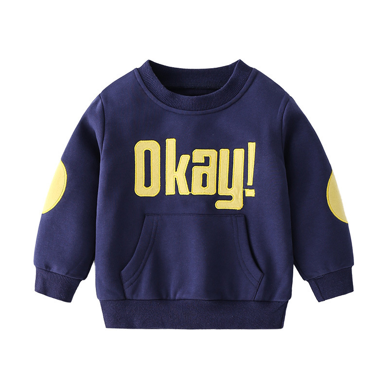 Casual Trendy Boys English Printing Pullover Round Neck Long Sleeve Sweatshirt - Image 4