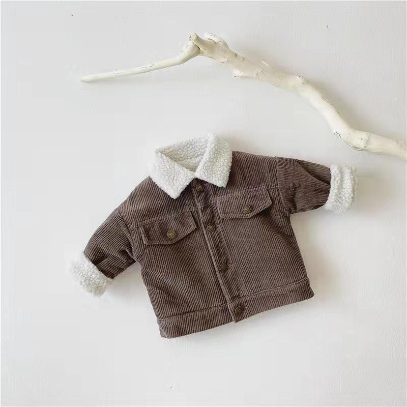 Kids' Overcoat Winter New Korean Style Fleece-lined Thickened Lamb Wool Corduroy Clothes - Image 5