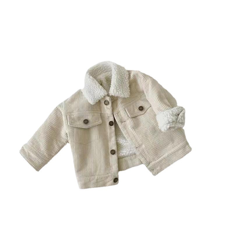 Kids' Overcoat Winter New Korean Style Fleece-lined Thickened Lamb Wool Corduroy Clothes - Image 8