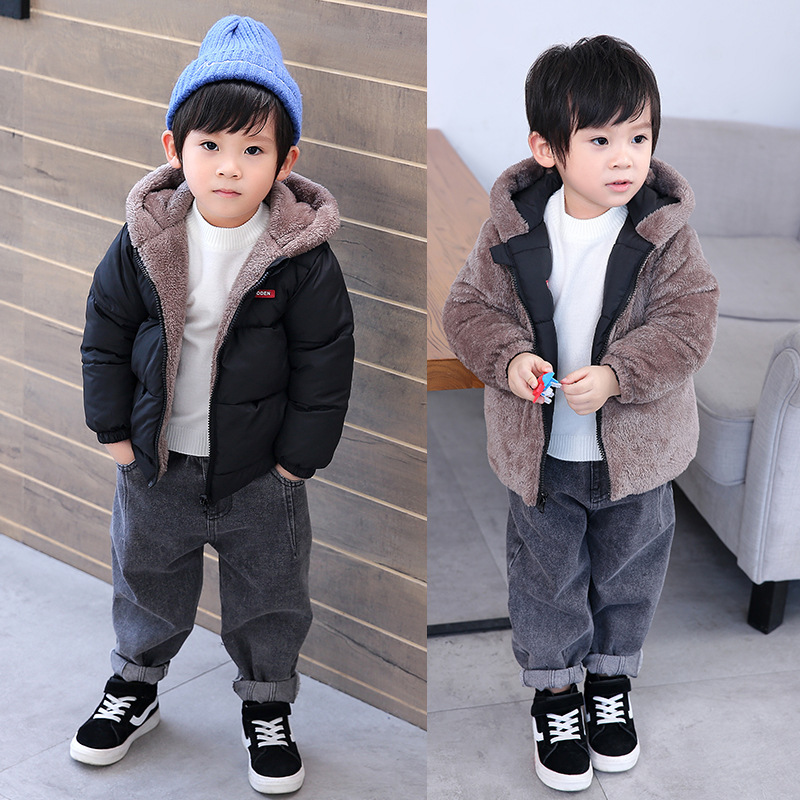 Boy's Cotton-padded Winter Jacket, Children's Cotton-padded Jacket, Double-sided Wear - Image 6