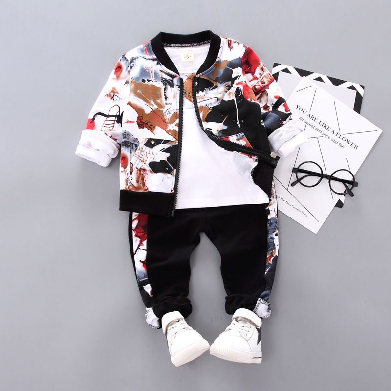Boys Handsome Autumn And Winter Clothes Three-Piece Kid Clothes - Image 5