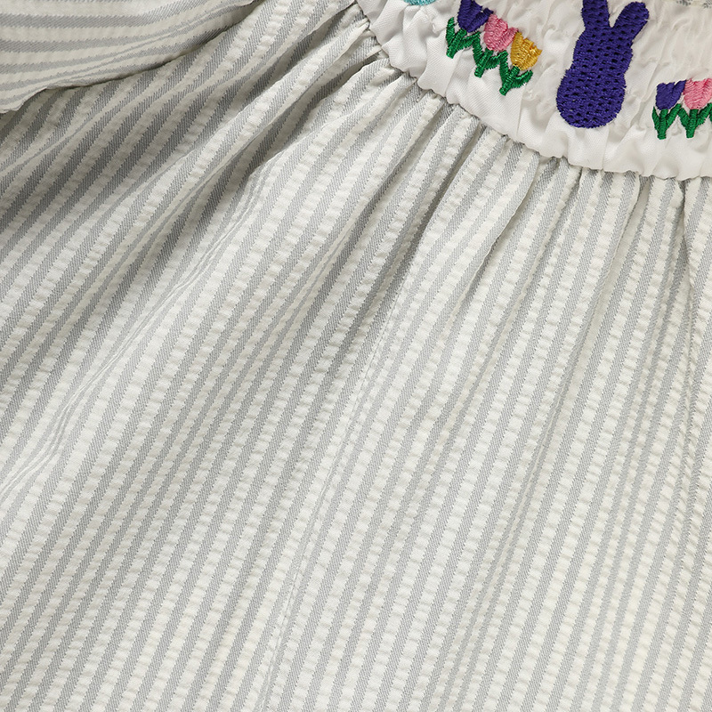 Infant Baby Girls' Easter Bunny Smocked Dress Embroidered Short Sleeve Casual Summer Dress - Image 3