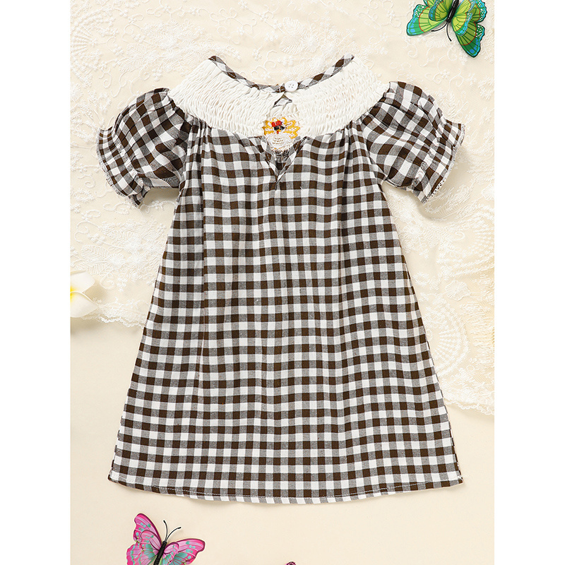 Infant Baby Girls Thanksgiving Dress Turkey Print Casual Short Sleeve Plaid Party Costume Dresses - Image 2