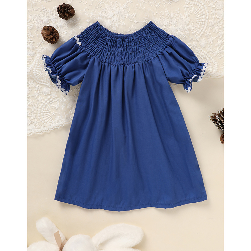 Toddler Infant Girl Christmas Santa Embroidery Short Sleeve Princess Party Dress Smocked Baby Girl Clothes - Image 3