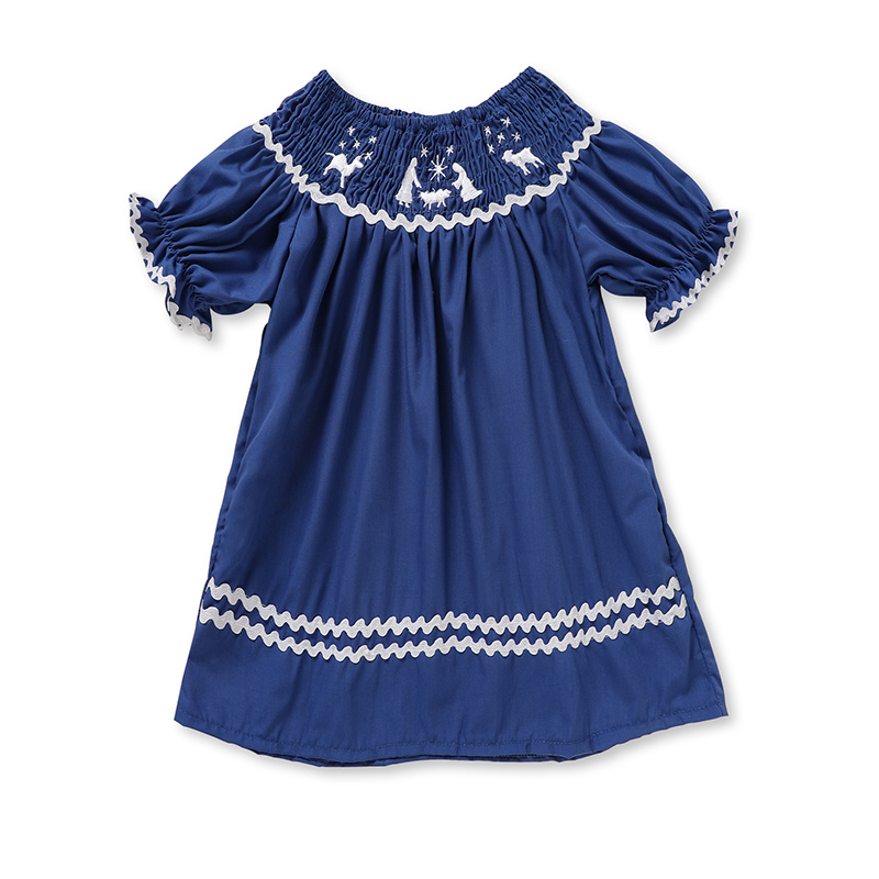 Toddler Infant Girl Christmas Santa Embroidery Short Sleeve Princess Party Dress Smocked Baby Girl Clothes - Image 10