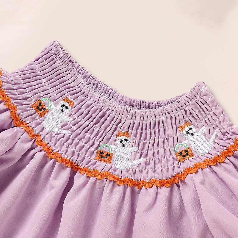 Infant Baby Girls Halloween Dress Ghost Embroidery Dress With Headband Party Costume Dresses - Image 4