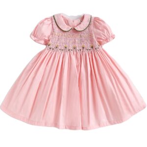 Handmade Cotton Blue And Short-sleeved Dress