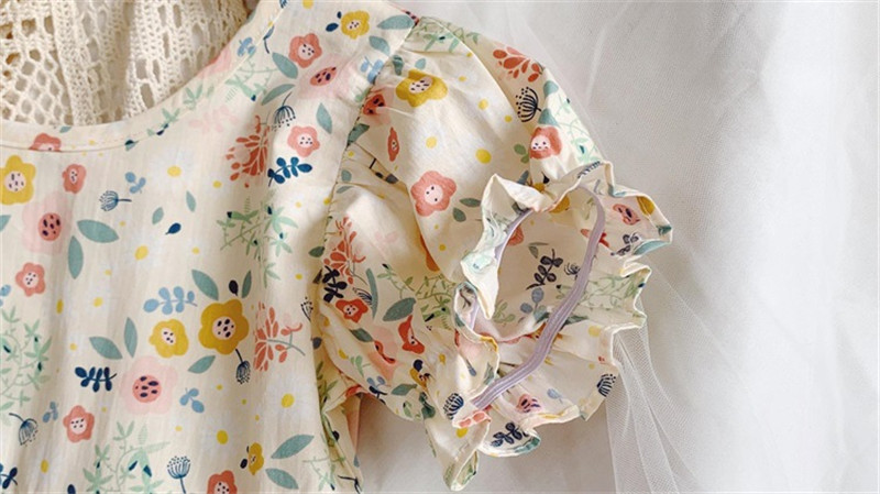 Children's Clothing Girls Floral Dress Pastoral Style Princess Dress - Image 3