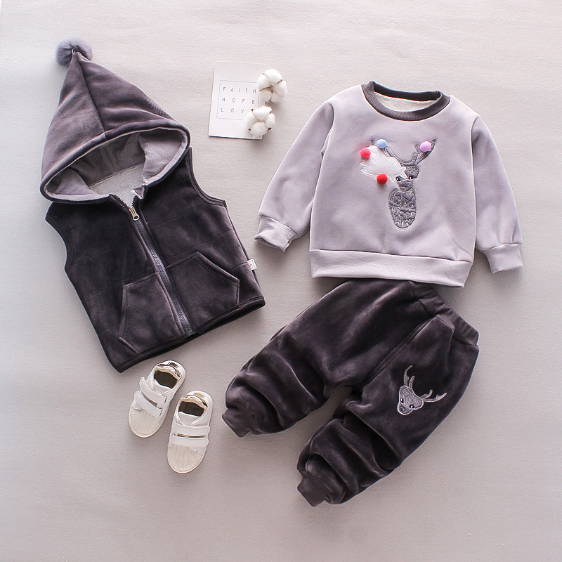 New Children's Clothing Winter Clothes For Boys Baby Thickening Three-piece Set - Image 5