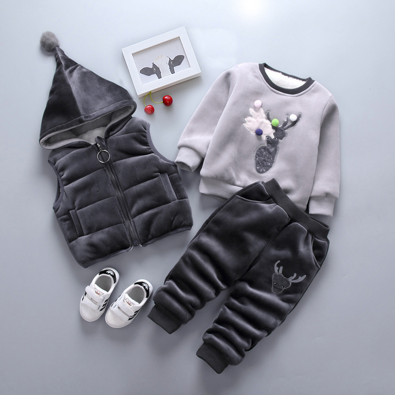 New Children's Clothing Winter Clothes For Boys Baby Thickening Three-piece Set - Image 8