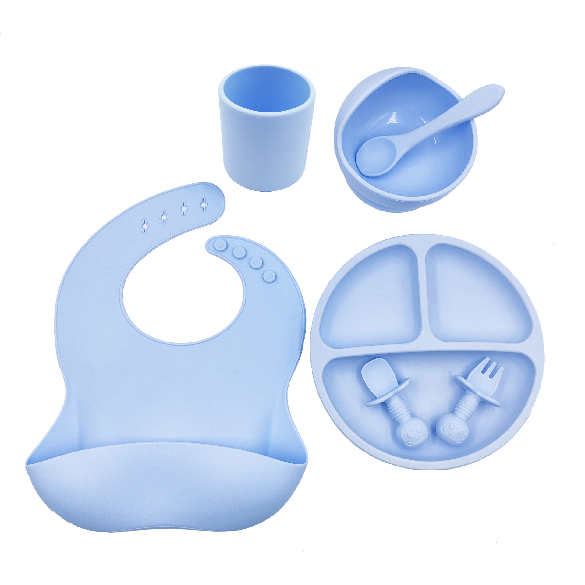 Baby Cutlery Set Silicone Bib Silicone Cup Spoon - Image 10