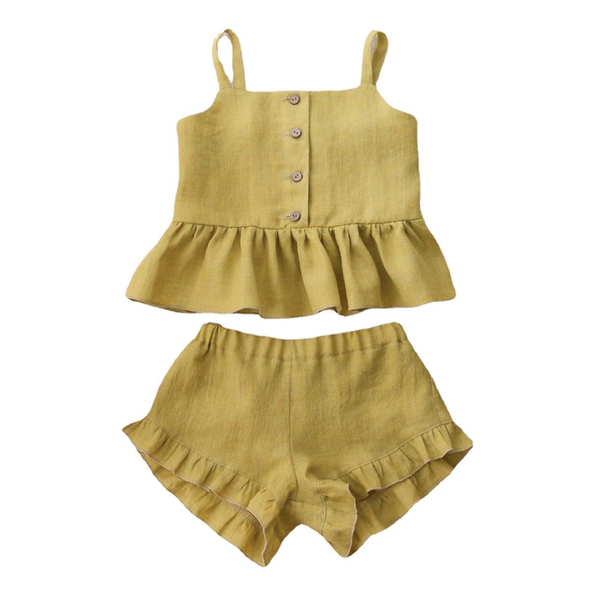 Ma Female Baby Suit Summer Sling Top Four-corner Ruffled Shorts Girls Two-piece Infant Clothing - Image 2