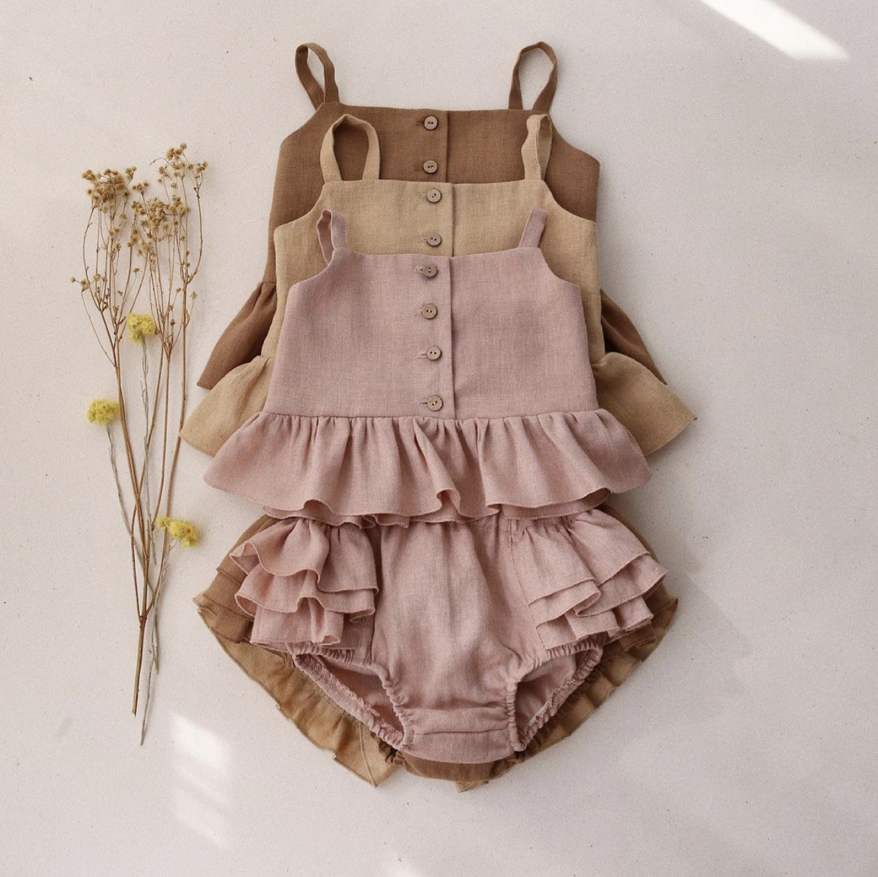 Ma Female Baby Suit Summer Sling Top Four-corner Ruffled Shorts Girls Two-piece Infant Clothing - Image 4