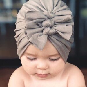 Pleated bowknot baby hat