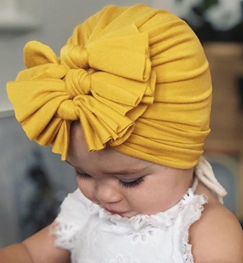 Pleated bowknot baby hat - Image 2