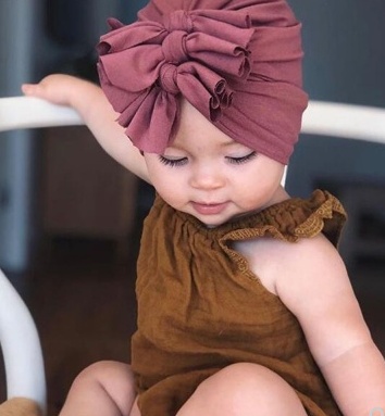 Pleated bowknot baby hat - Image 3