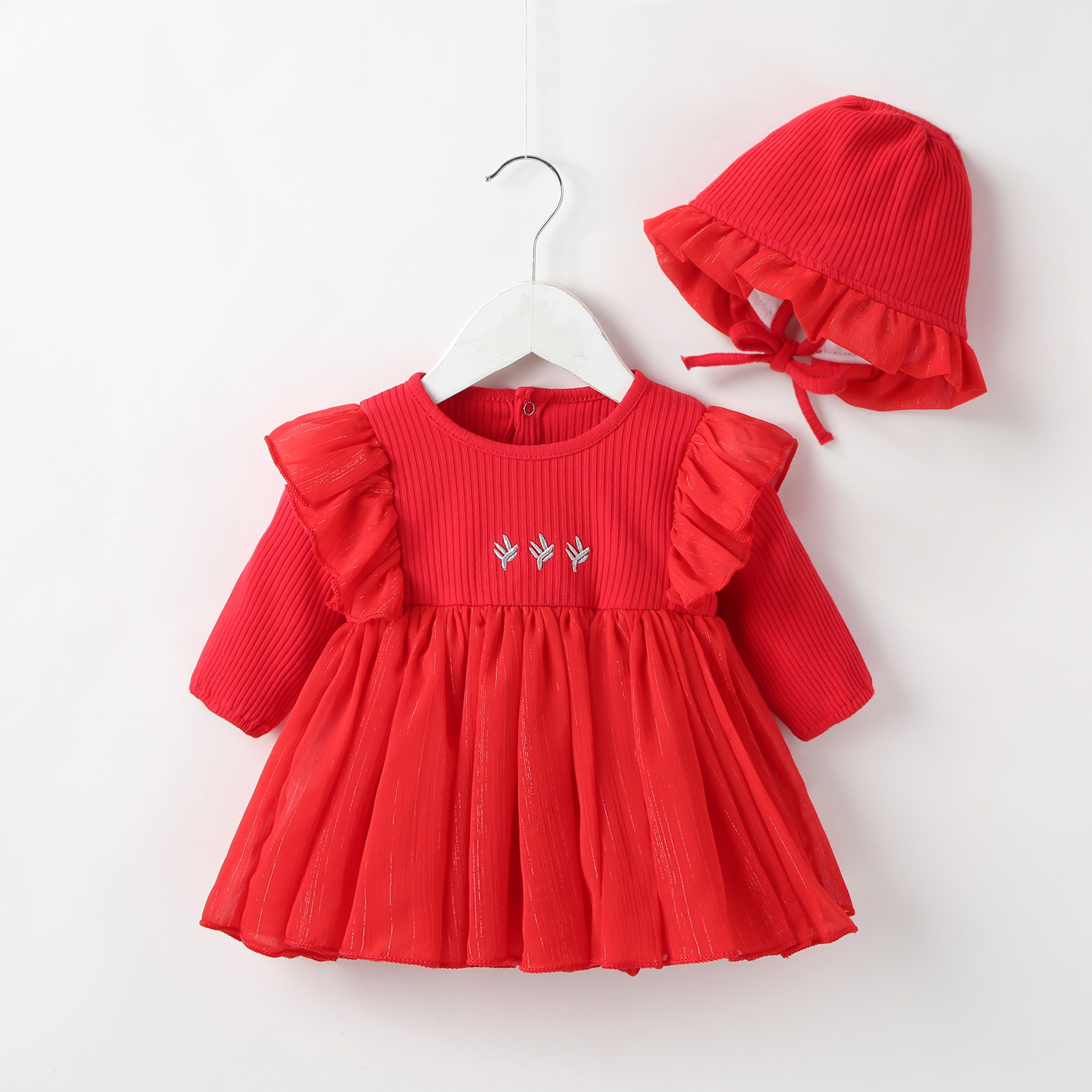 Baby Girl Autumn Dress Baby Princess Dress Red Dress - Image 6