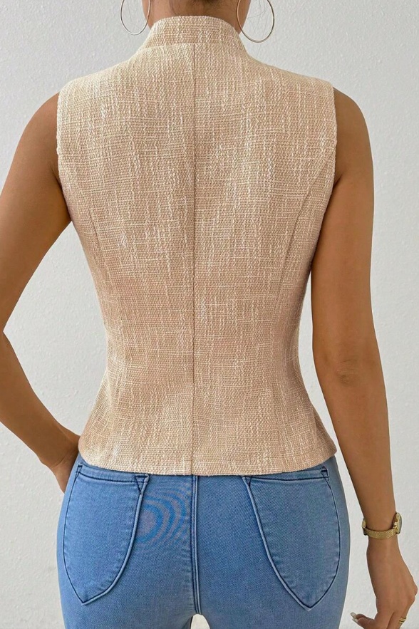 Solid Color Jacquard Suit Vest Jacket - Image 4