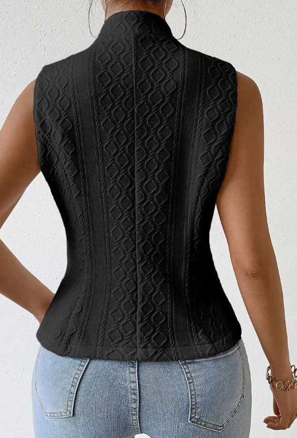 Solid Color Jacquard Suit Vest Jacket - Image 5