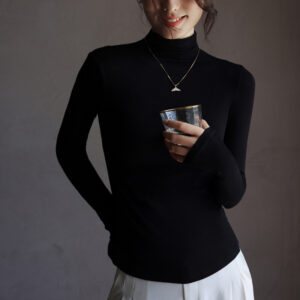 Women's Fashion Semi-Turtle Neck Long Sleeve T-Shirt