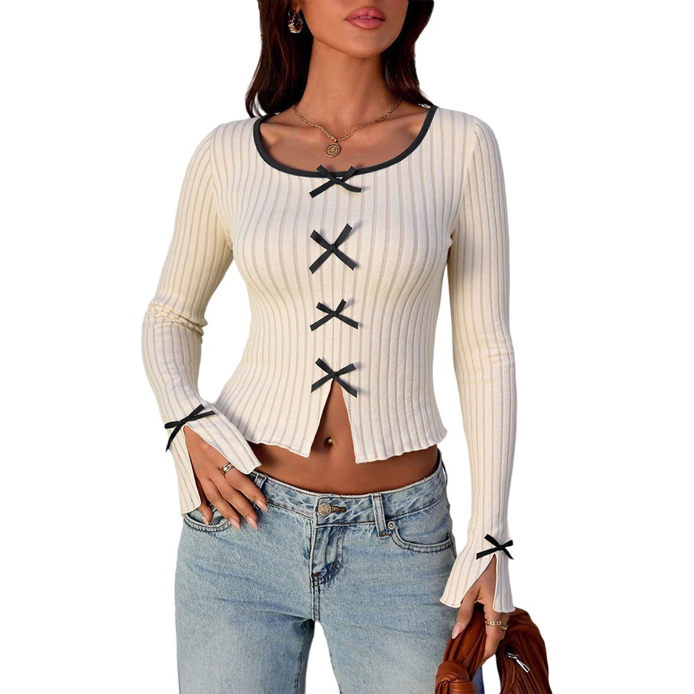 Fashion Striped Temperament Knit Long Sleeve Women - Image 5