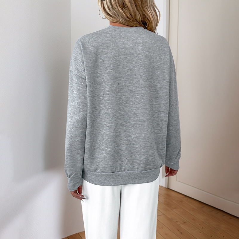 Loose Round Neck Spliced Sequin Sweatshirt For Women - Image 3