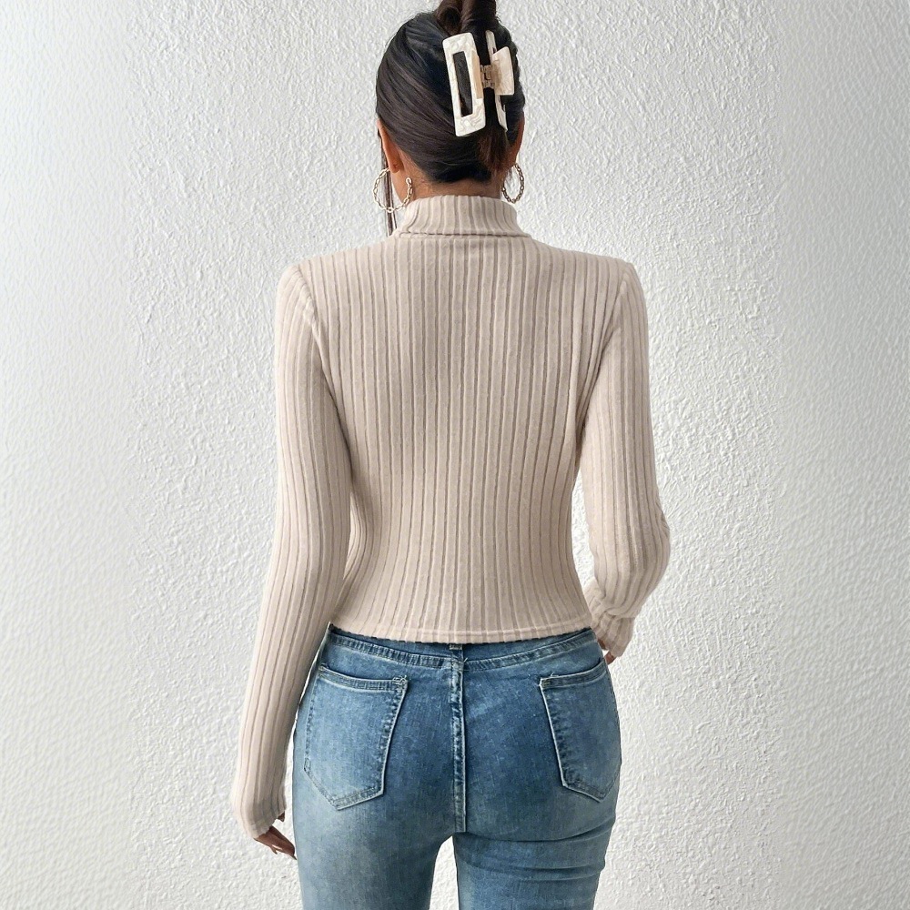 European And American Women's Clothing Light Mature Style T-shirt, Autumn And Winter New Elegant Slim Short Top - Image 2