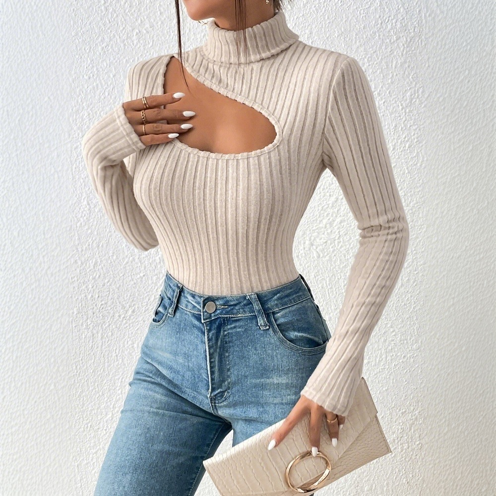 European And American Women's Clothing Light Mature Style T-shirt, Autumn And Winter New Elegant Slim Short Top - Image 3