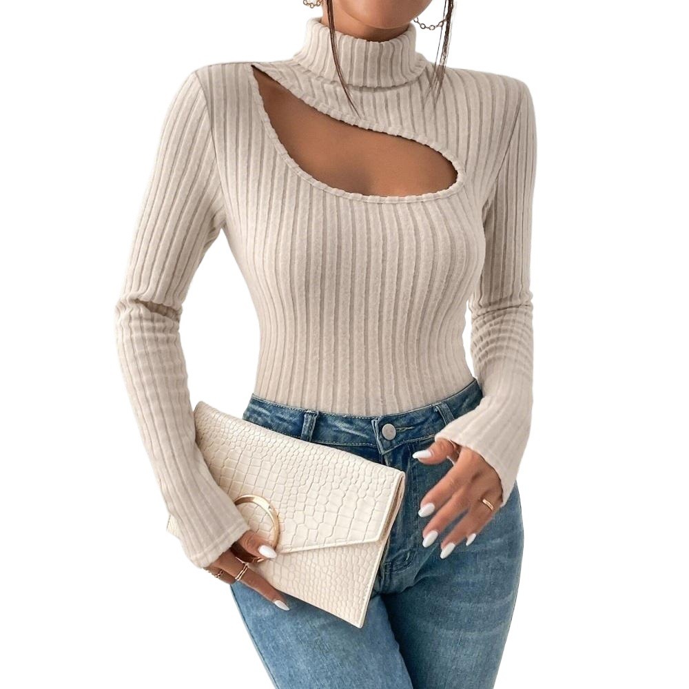 European And American Women's Clothing Light Mature Style T-shirt, Autumn And Winter New Elegant Slim Short Top - Image 5