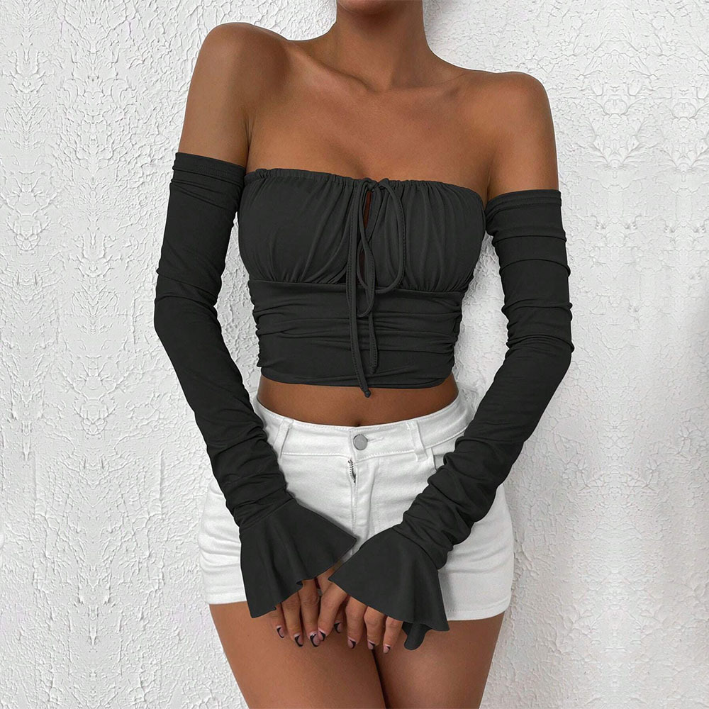 Women's Fashion Sexy Style T-shirt, Unique Design Sense, Niche Bustier Short Top For Autumn And Winter - Image 3