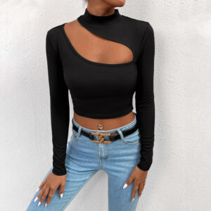 Women's Fashion Trend T-shirt Autumn And Winter Slim-fit Crop Top With Long Sleeves
