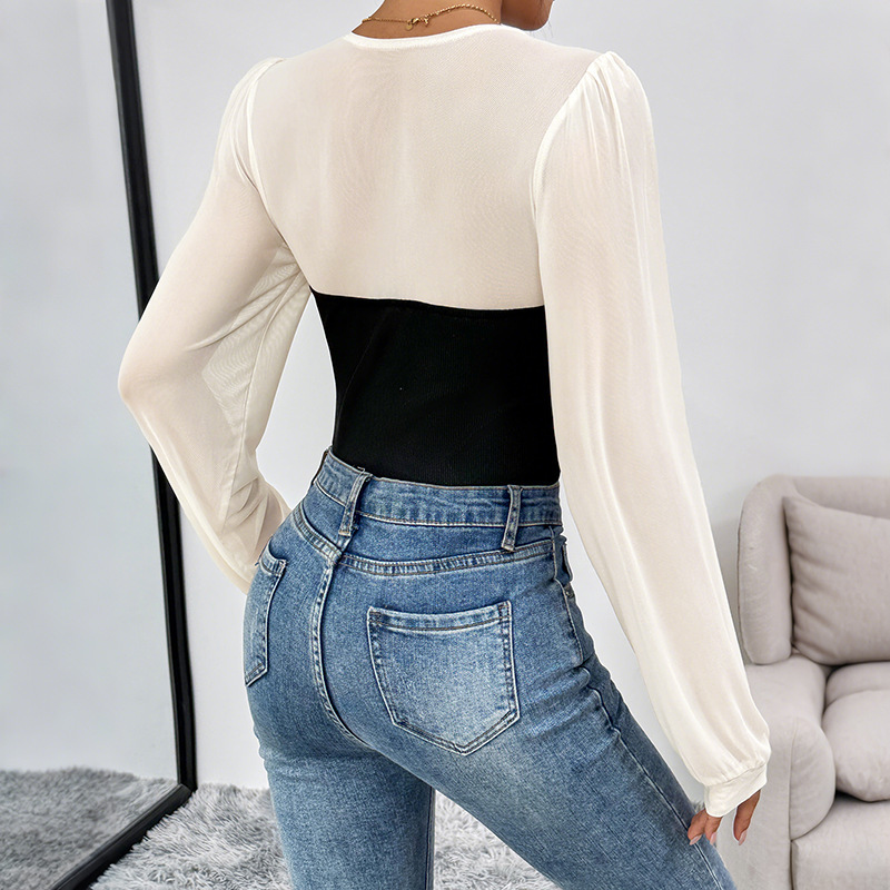 Knitted Long-sleeved Slim And Elegant Square Neck Jumpsuit For Women - Image 4