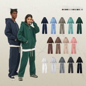 Fleece-lined Thickened American Zipper Men's Sweater And Pants