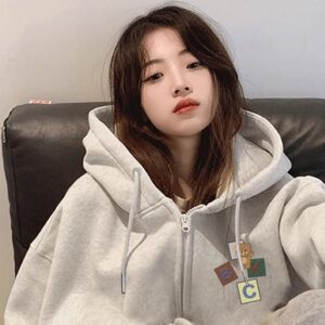 Melange Gray Zipper Cardigan Sweater Men And Women Autumn