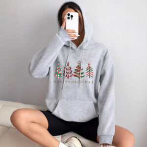 Christmas Tree Digital Printed Hooded Long Sleeve Sweater