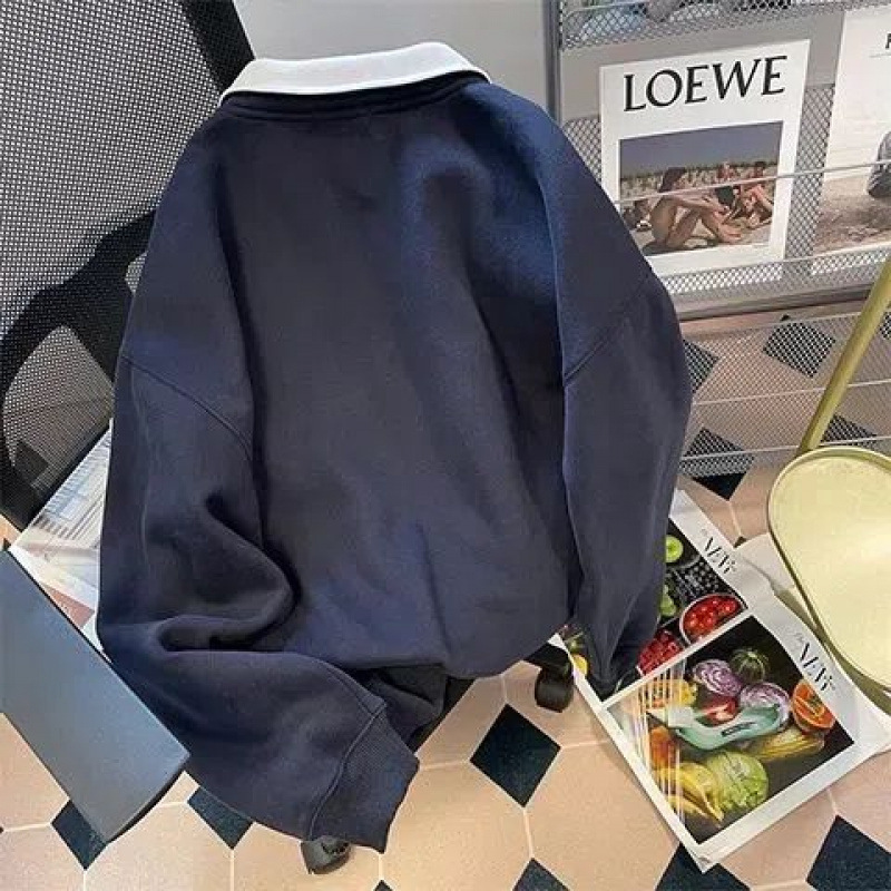 American Campus Retro Lapels Half Zipper Sweater - Image 2