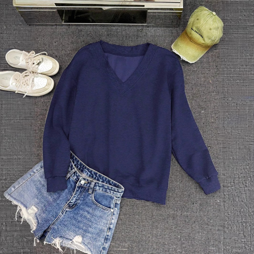 European And American V-neck Long Sleeve Fashion Sweater - Image 2