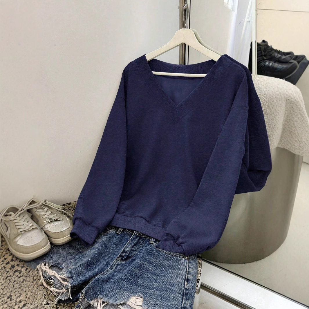 European And American V-neck Long Sleeve Fashion Sweater - Image 4