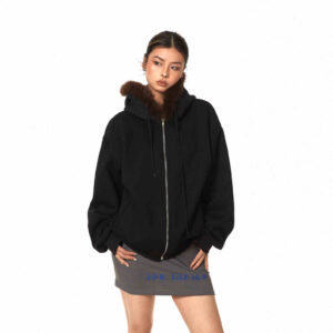 Retro Hooded Cardigan Fur Collar Sweater Loose Casual Women's Coat