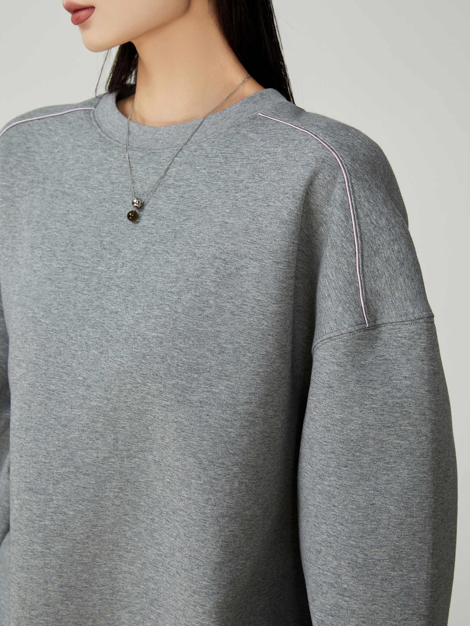Gray Printing Crew Neck Pullover Sweatshirt - Image 5