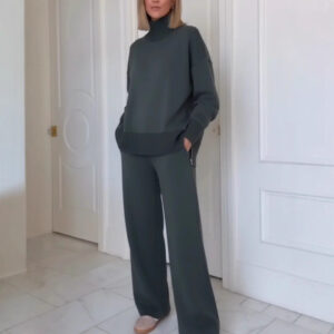 Loose Solid Color Temperament Sweatshirt Wide-leg Pants Two-piece Set